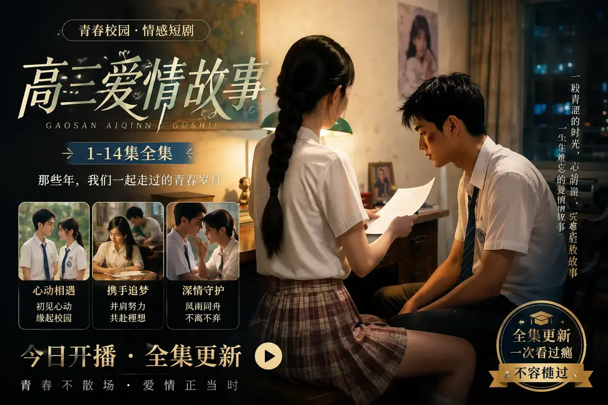 《高三爱情故事》AI短剧林澈苏晚晴校园恋曲-高清完整版在线观看-高三爱情故事中字无删减全集-网盘下载流畅播放